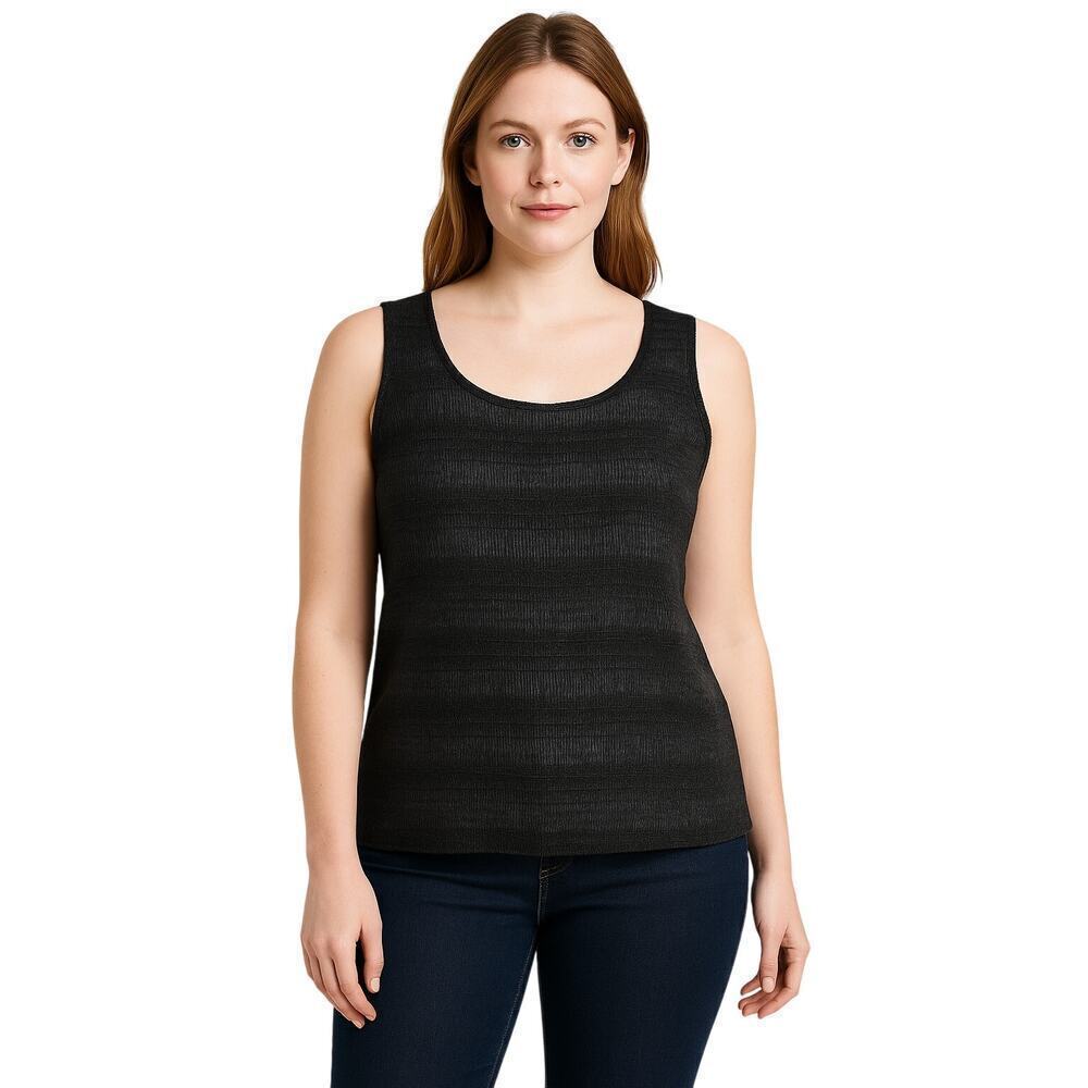 Pile Ou Face Paris Black Textured Tank Top Made in France Women’s L XL